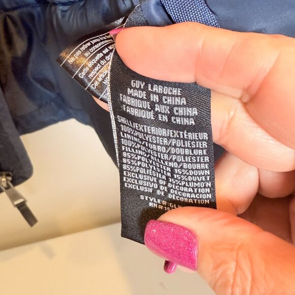 Guy Laroche Homme Navy Puffer Jacket | Size Large | Down Blend Quilted Coat - Picture 2 of 7